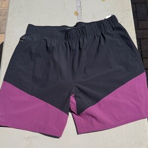 Under Armour Men's Black and Purple Athletic Shorts with inner liner . Size xl